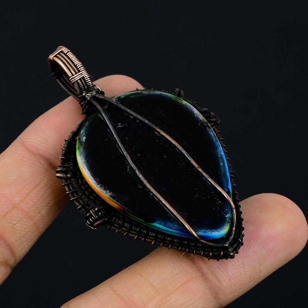 Multi Color Druzy Pendant, 999 Copper Wire Wrapped Gemstone Jewelry, Handmade Pendant, For Mother Day
