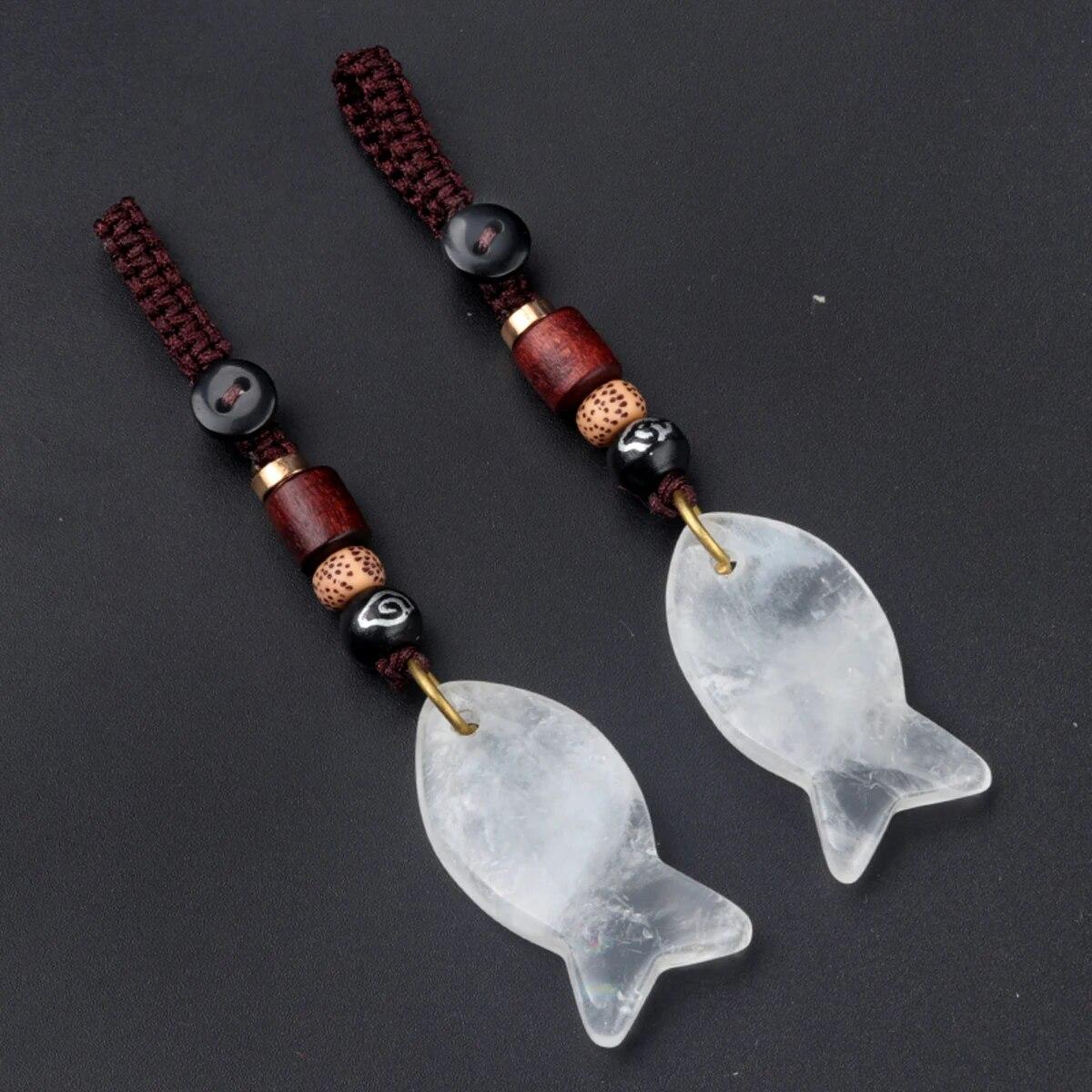 

персонализированный брелок из натурального камня, желтый нефрит/лабрадорит, вязаный брелок в форме рыбы, унисекс, прикроватные автомобильные аксессуары 38x20mm