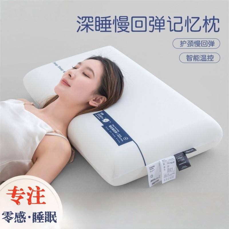 Memory Foam Pillow Neck Support Better Sleep Ice Silk Cover Medium Firmness 42x70cm Rectangular Bed Adults