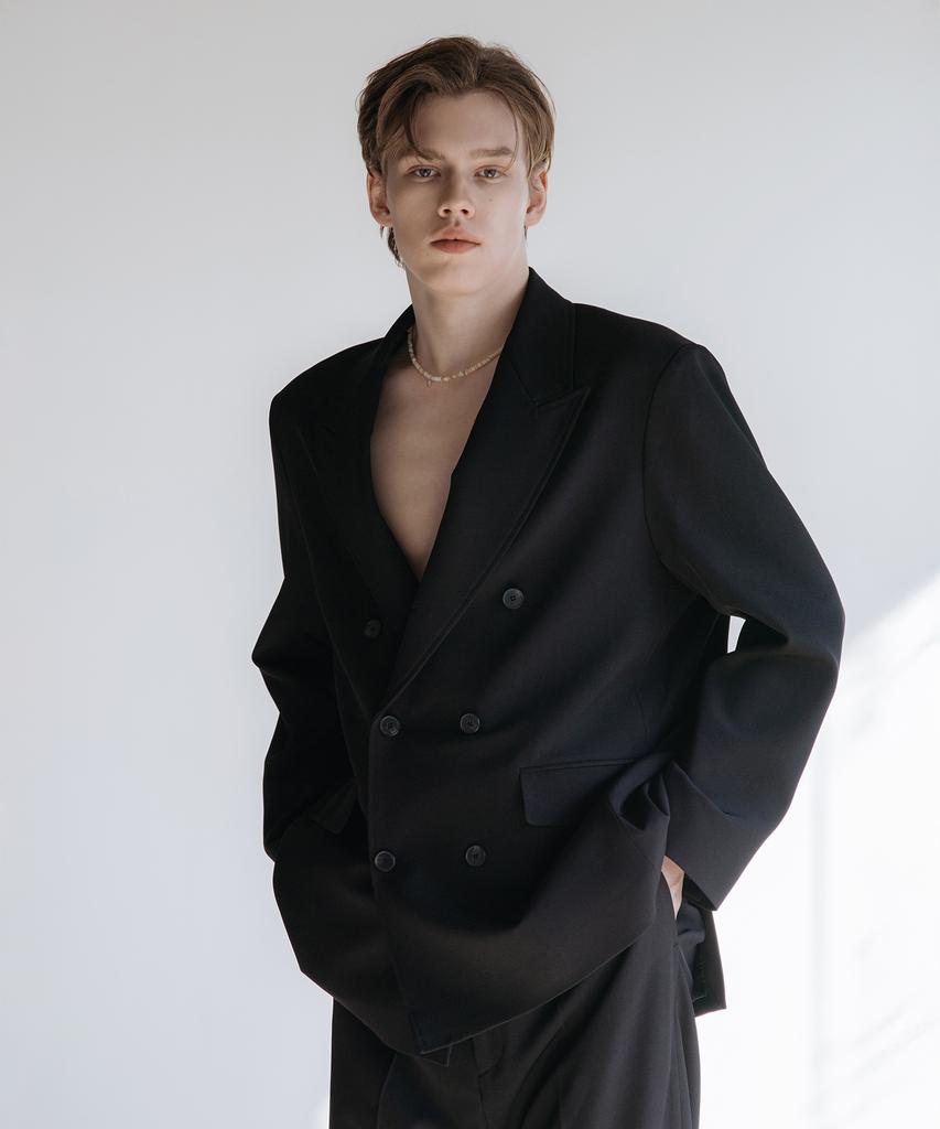 Decoroso Cier Peaked Double Overfit Jacket [Black]