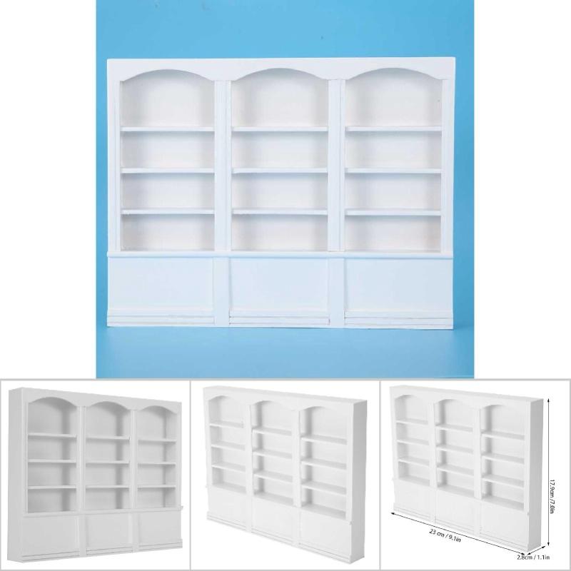 ZK401:12 Doll House Accessories Mini Bookshelf Display Cabinet Bookcase Furniture Toy White