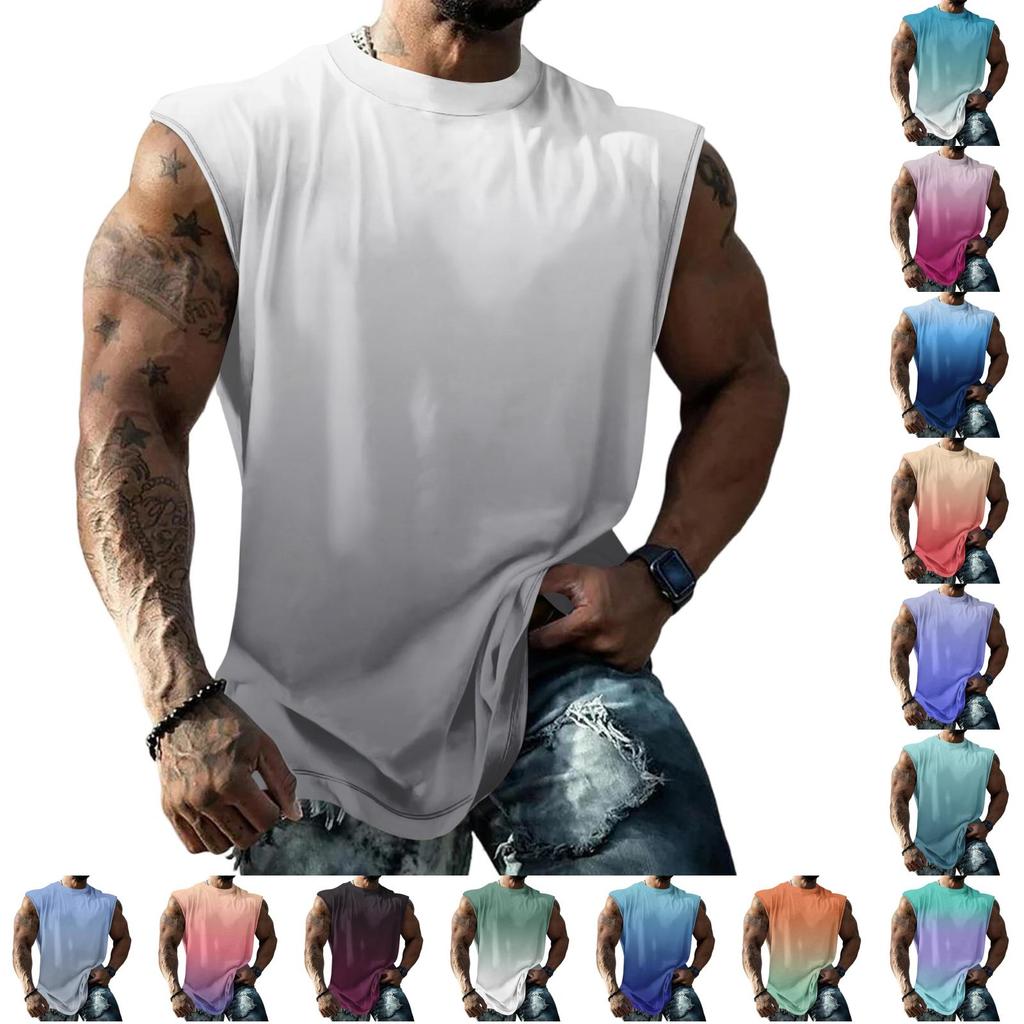 Men Sleeveless Tank Top Muscle Shirt Casual Loose Fit Basic Plain Undershirt Summer Sportswear Workout Gym Vest