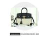 Borsa a tracolla da donna in tela platino e pelle patchwork