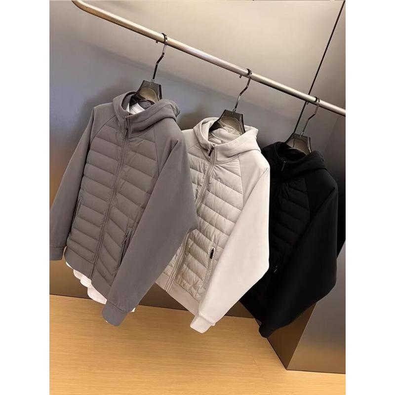 Męska casualowa zimowa bawełniana kurtka z kapturem - Luźna, modna, jednokolorowa, łączony design