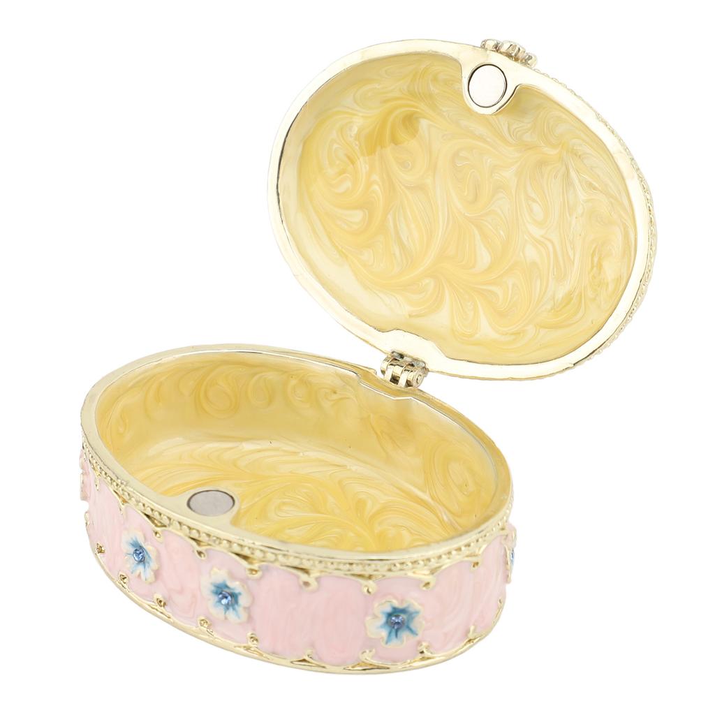Hand Painted Trinket Box Enamel Vintage Jewelry Storage Box Metal Jewelry Organizer Decorative Rings Earrings Necklace