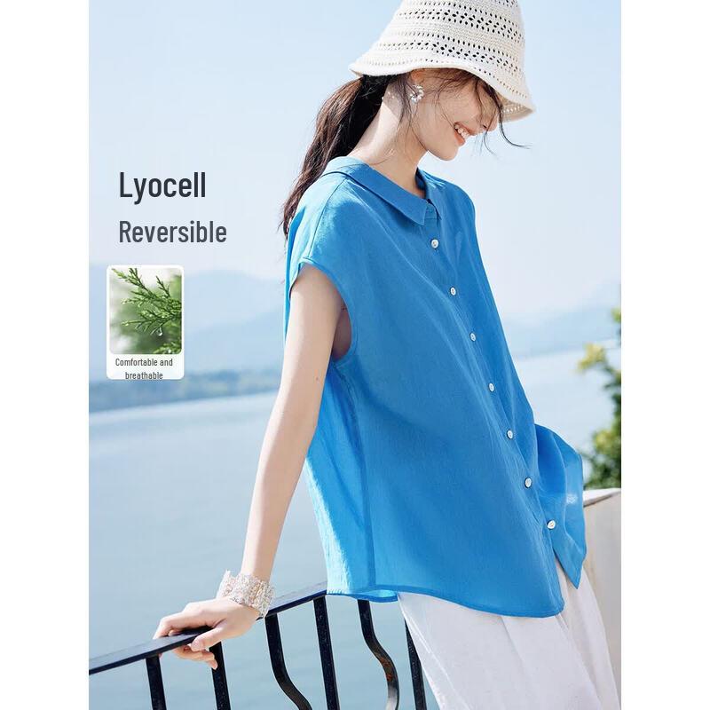 XWI Lyocell Resort Blue Sleeveless Blouse S
