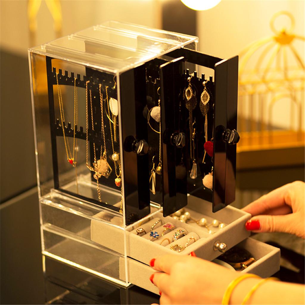 Transparent Makeup Cosmetics Jewelry Organizer Clear Lipstick Cosmetic Brush Box