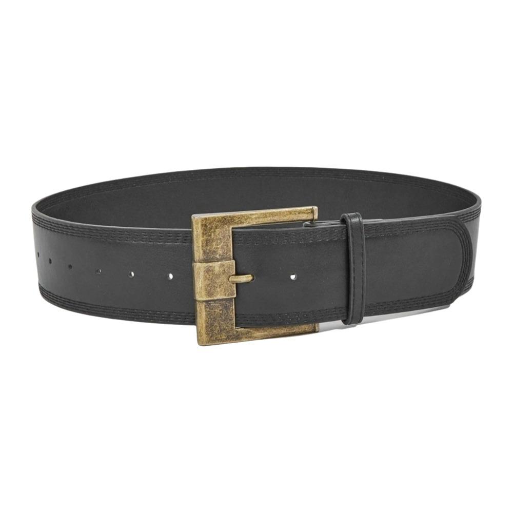 Y2K Metal Buckle Wide Belt Solid Color PU Leather Waistbands Retro Wide Waist Belt  Woman