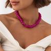 Trendy Y2K Aesthetic Smudge Resin Bead Chain Necklace Lightweight for Women Summer Beach Wear Jewelry Gift