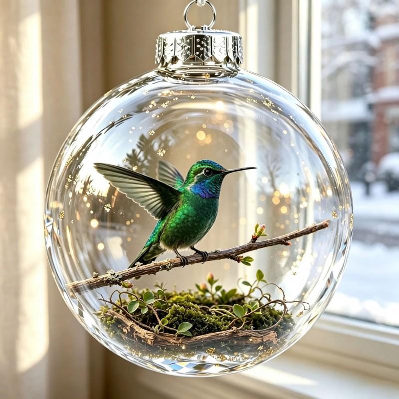 7cm PET Hummingbird Ornament Christmas Tree Wall Hanging Decor Modern Minimalist Holiday Decoration