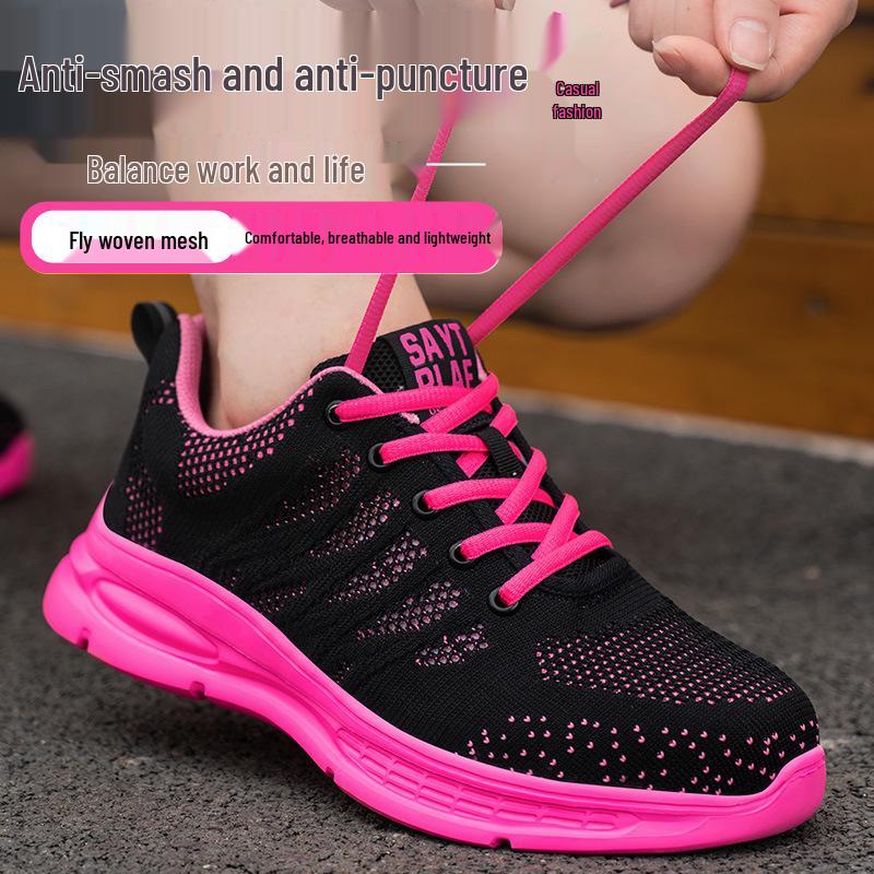 Women's Lightweight Steel Toe Safety Shoes with Kevlar Sole, Anti-Smash, Anti-Puncture, Wear-Resistant, Fashionable Small Sizes.