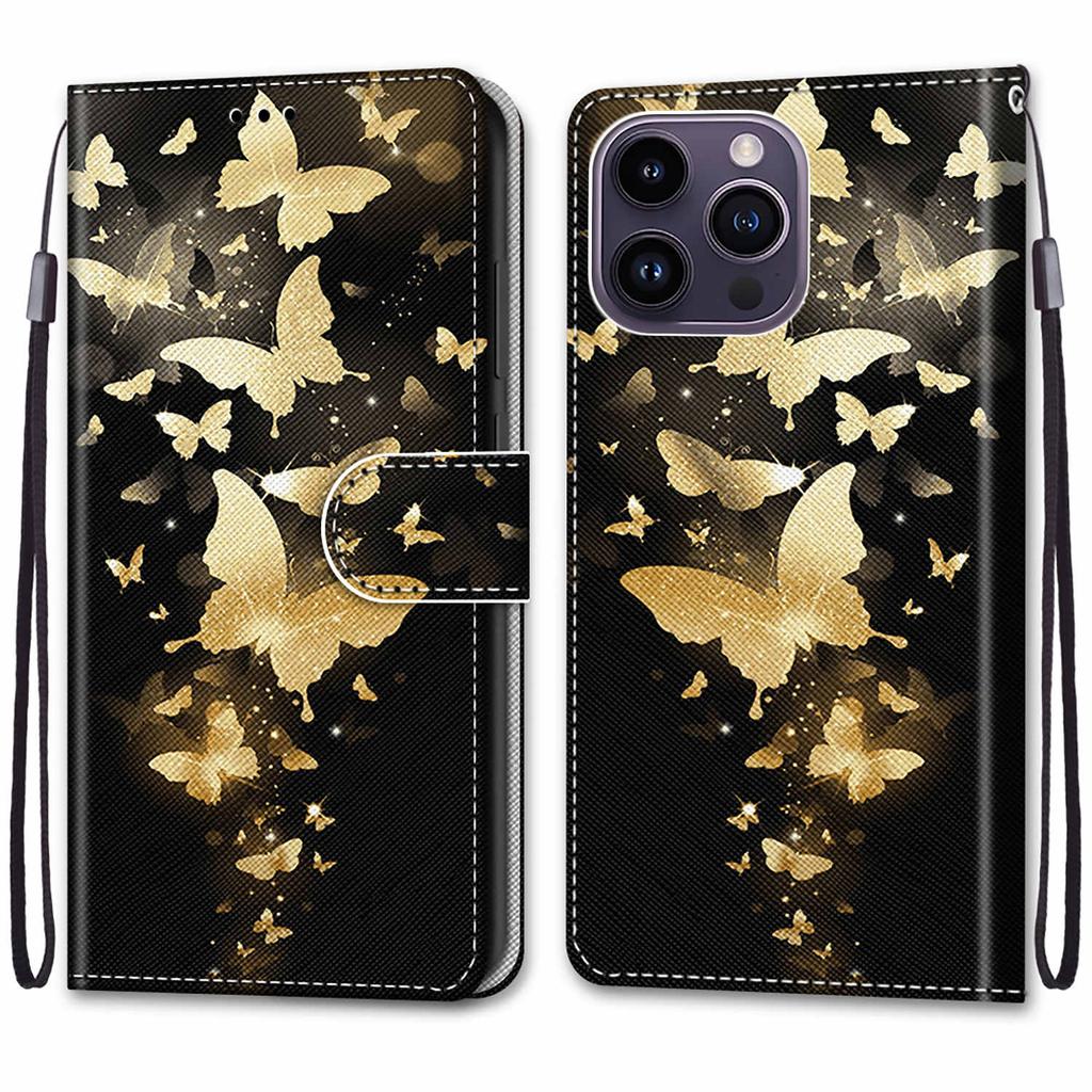 Luxury Painted Leather Case Wallet Book Style Protective Cover for iPhone 16 15 14 13 12 11 Pro MAX 16Pro 15Pro 14Pro 16Plus 15Plus 12mini SE4 (2025)