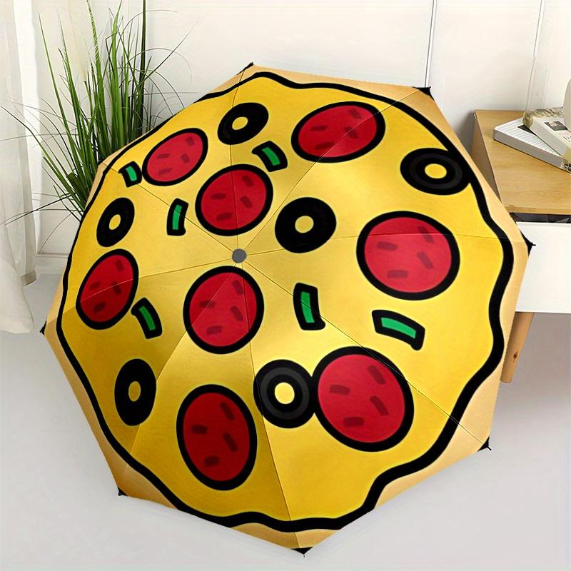 1 Stück Pizza-Muster Faltbarer Regenschirm, 8 Rippen Lässiger Langlebiger Leichter Tragbarer Reise-Regenschirm Für Männer & Frauen yy250728125