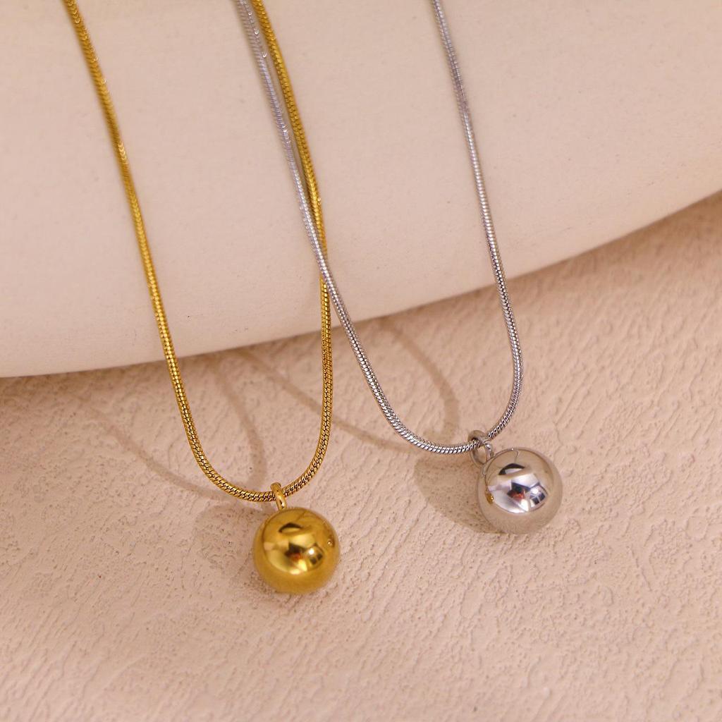 18K Gold Titanium Stainless Steel Planet & Snake Bone Pendant Necklace for Women