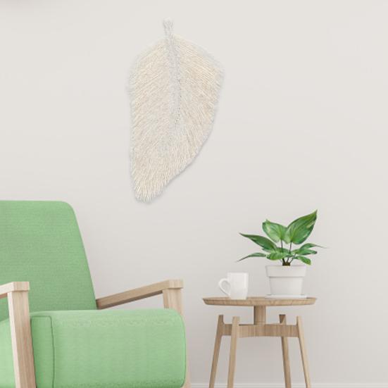 Woven Feather Tapestry Soft Fine Workmanship Cotton Macrame Wall Hanging Feather Boho Chic Woven Leaf for Wall
