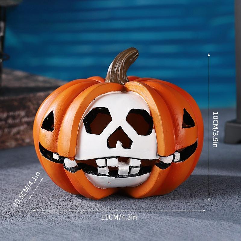 

Halloween Pumpkin Skull Decoration Ornament Resin Funny Pumpkin Head Small Decoration Micro Landscape Shooting Props