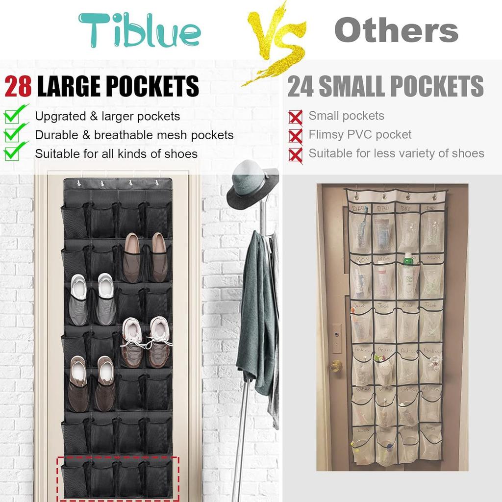 Multi functional door back shoe storage Large Mesh Pockets With 4 Hooks Transparent Fabric Shoe Rack Storage Bag For Bedroom