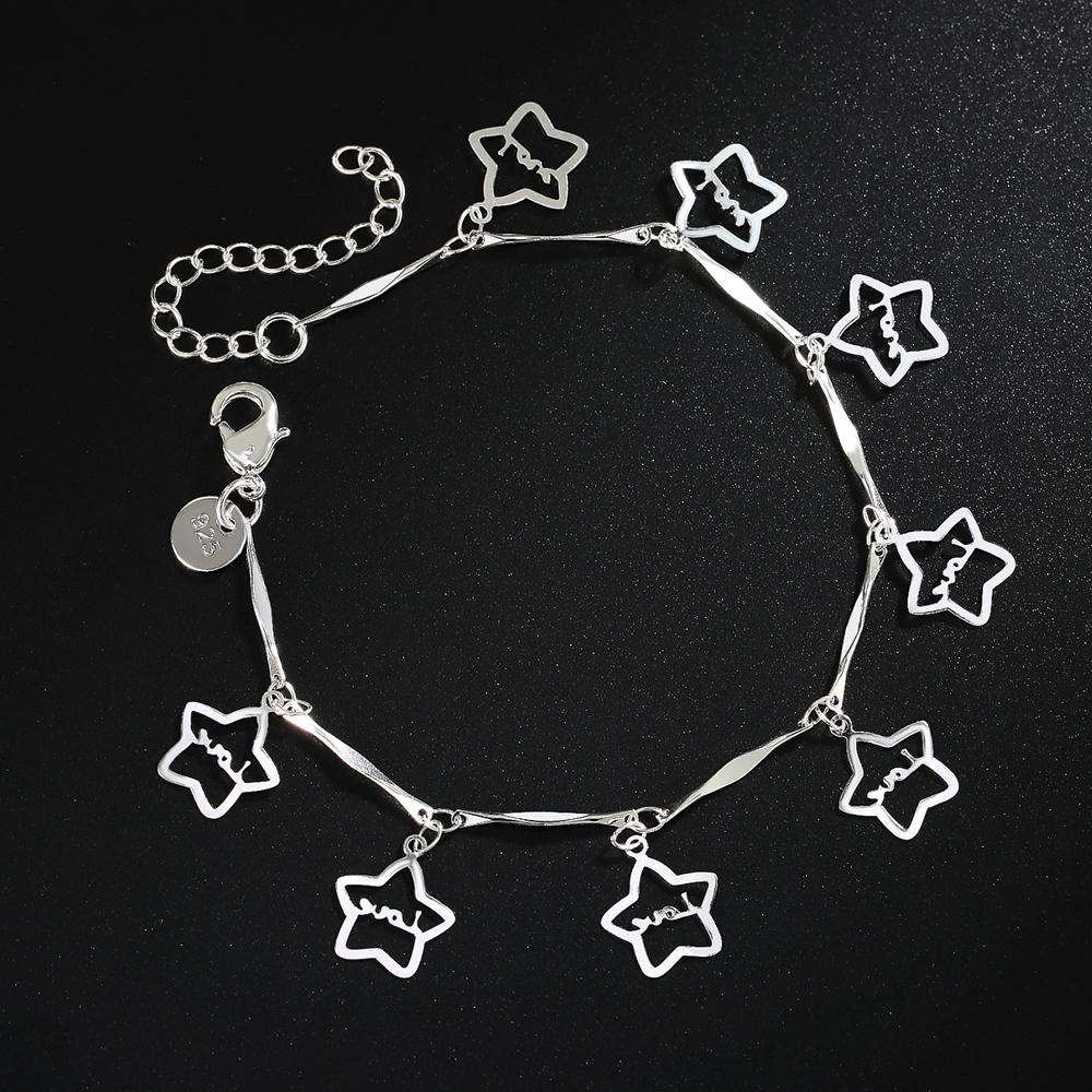 

Романтичный браслет со звездой из стерлингового серебра 925 пробы, модные свадебные украшения, аксессуары 20CM