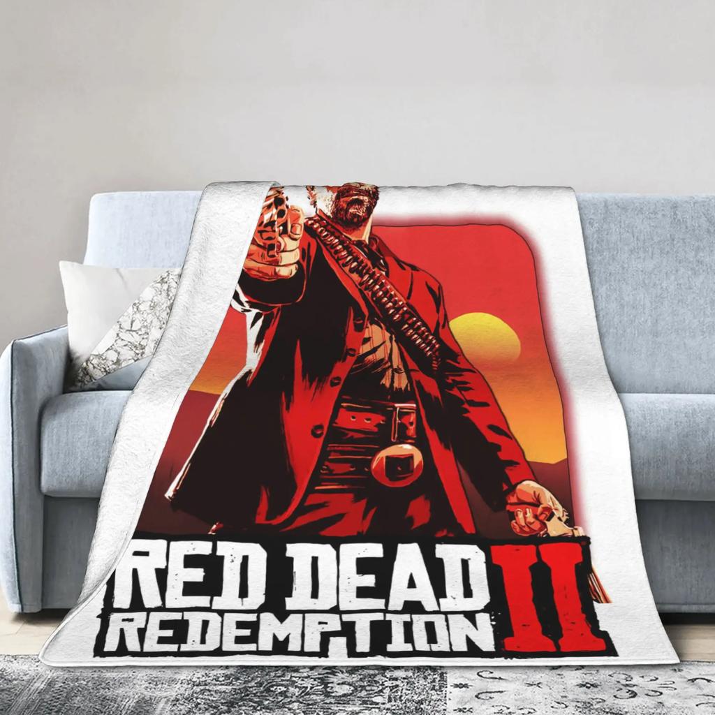 Arthur Morgan RDR Video Game Flannel Blanket Super Soft Winter Bedding Throw for Boys Girls Outdoor Fun Bedspread Cover