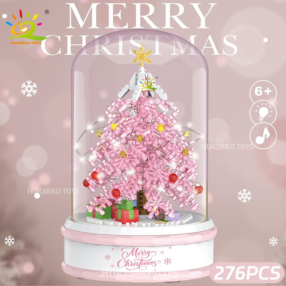 Non-Toxic Children Christmas Tree Santa Claus Mini Music Box Model Micro Bricks Building Block Diy Bricks Toys For Adult Gift