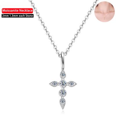 D Farbe 1,3mm 2mm Voll Moissanit Kreuz Halskette Für Frauen S925 Silber Anhänger Eingelegte Diamant Platte 18K feine Schmuck