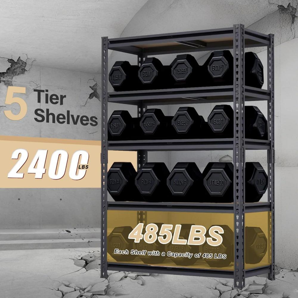 Heavy Duty Shelf, 28''×12''×60'' Metal Shelving Rack, 2400 lbs Basement Storage Shelves, Standing Shelves, Garage Racks