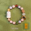 Zhakilam Gray Ceramic Beaded Bracelet - Women's Traditional Chinese Style with Incense Ash Glaze.