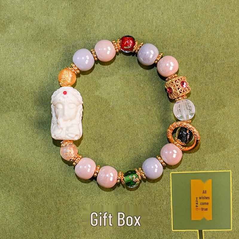 Zhakilam Gray Ceramic Beaded Bracelet - Women's Traditional Chinese Style with Incense Ash Glaze.