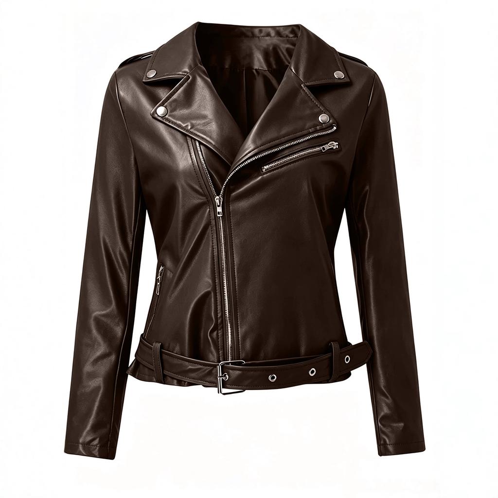 New women's short PU leather jacket motorcycle jacket slim and thin European and American style fashion versatile coat