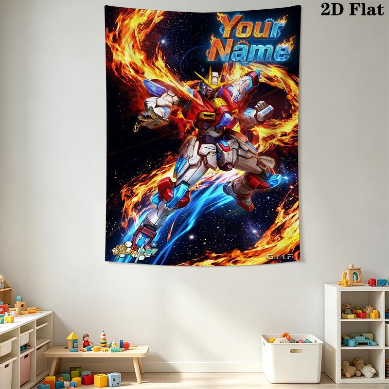 Name Custom Gundam Art Wall Tapestry Aesthetic Wall Hanging Printed Fabric Blanket Decorative Tapestries for Bedroom Living Room Home Decor