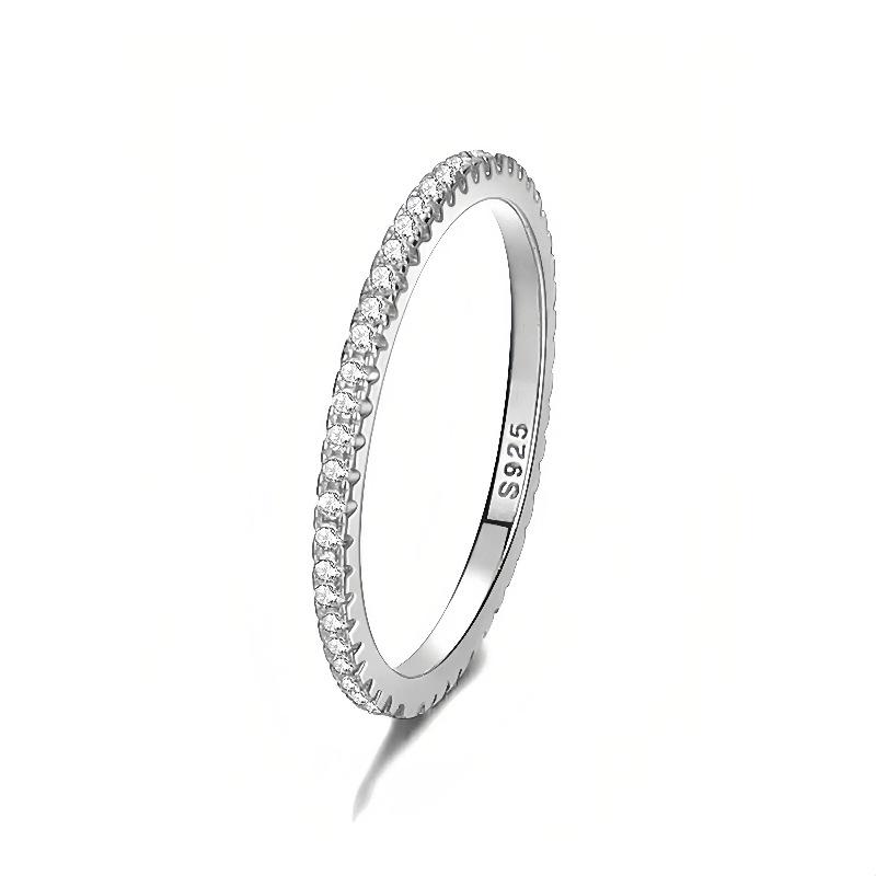 

925 Sterling Silver Plated 18K Gold Inlaid Zircon Ring for Women Exquisite Simple Light Luxury High Quality Jewelry 5 серебряный