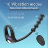 10-Speed Vibrating Wireless Remote Control Anal Beads Prostate Massager with Cock Ring, Silicone Male Adult Sex Toy, USB Magnetic Charging, Black