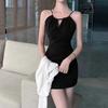 Sexy Temperament Neck Sling Waist Dress Summer New Solid Color Thin Hip Slim Fit Skirt
