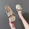 Half slippers women's one-pedal low-heeled summer wear new flat-bottomed bow non-slip lazy Muller French cool slippers