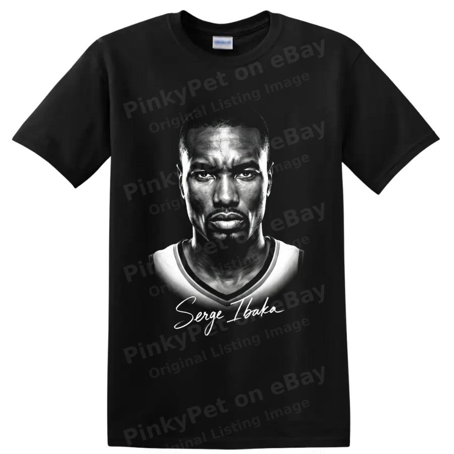 Serge Ibaka Basketball Player Portrait Graphic T Shirt Fan Sports Tee Gift Art