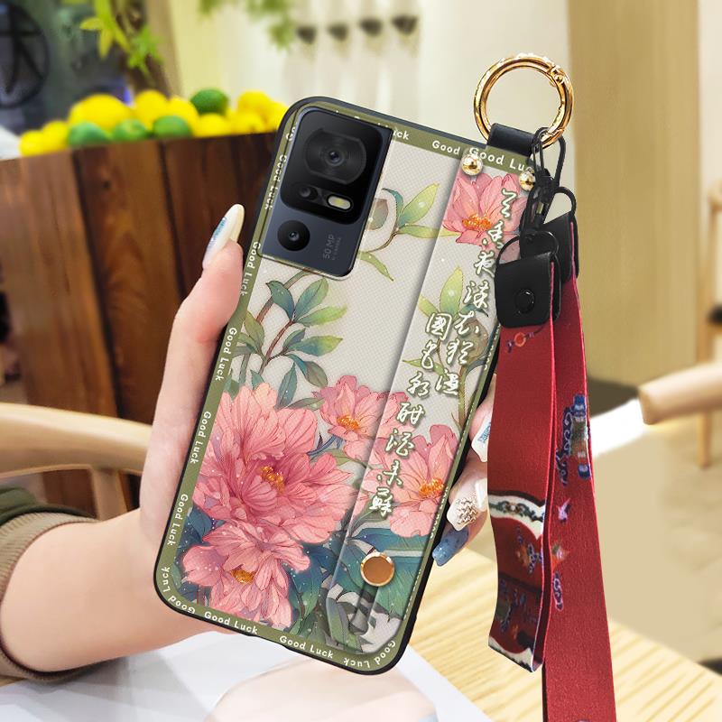 Durable Phone Holder Phone Case For TCL 40SE/T610K Silicone Dirt-resistant Wristband Chinese style Anti-knock Ring