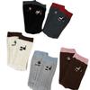 Herbst- und Winter-Colorblocking-Absatzschuhe mit Katzen- und Hundepfoten-AB-Stickerei, Wadenhohe Socken, Damen-Dickstrick-Frottee-Langsocken