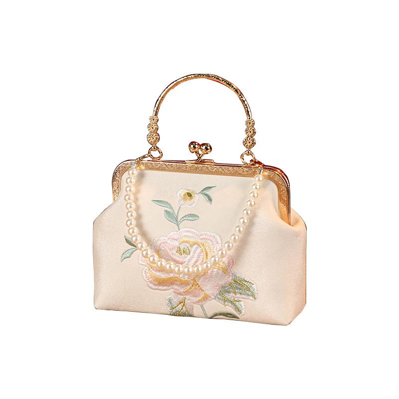 Embroidered and Elegant Chain Small Evening Bag, Women's Bag
