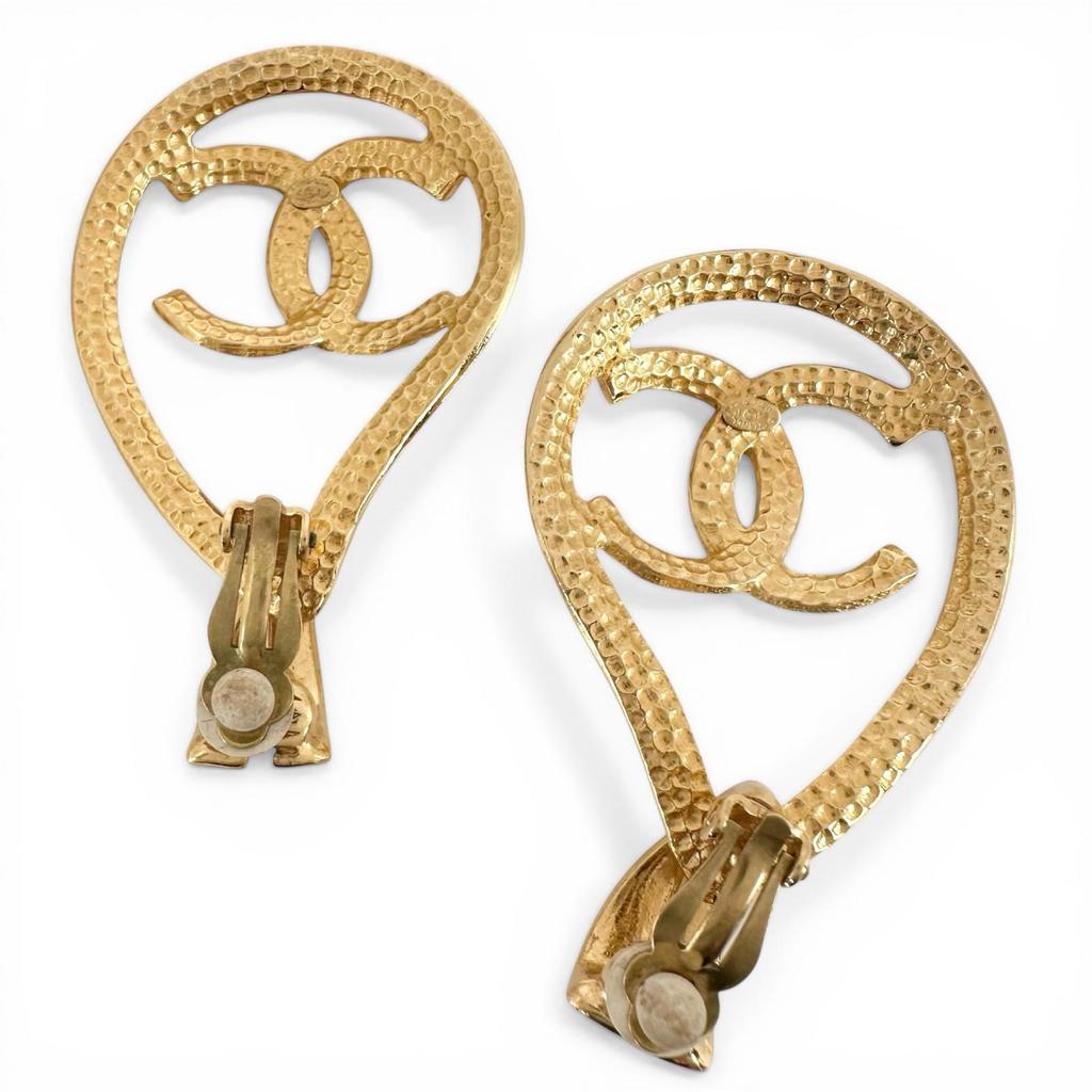 CHANEL COCO Mark teardrop motif 96P Earring gold Women used