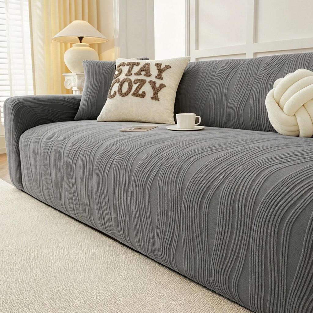 Asakawa Elastic All-Season Universal Sofa Cover - Cream Style