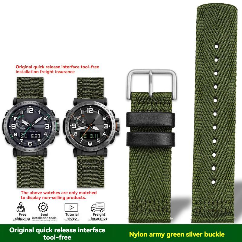 Pro řadu Casio PROTREK PRG-601 PRG-600 PRG-650 PRW-6600Y GA2200 Prodyšný nylonový plátěný řemínek 24mm Náramek s rychloupínáním
