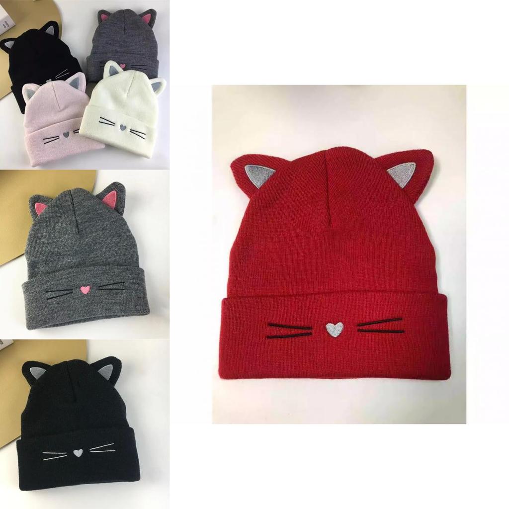 Katzenmuster Strickmütze für Männer und Frauen Herbst Winter Warm Gemütlich Mütze ohne Krempe