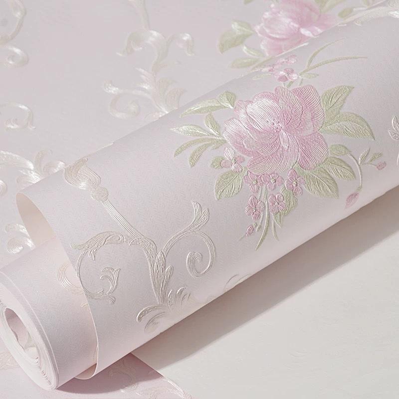 Self-adhesive Wallpaper 3D Three-dimensional European Non-woven Wallpaper Fine Pressure Thickened Bedroom Living Room Background Wall Sticker Warm