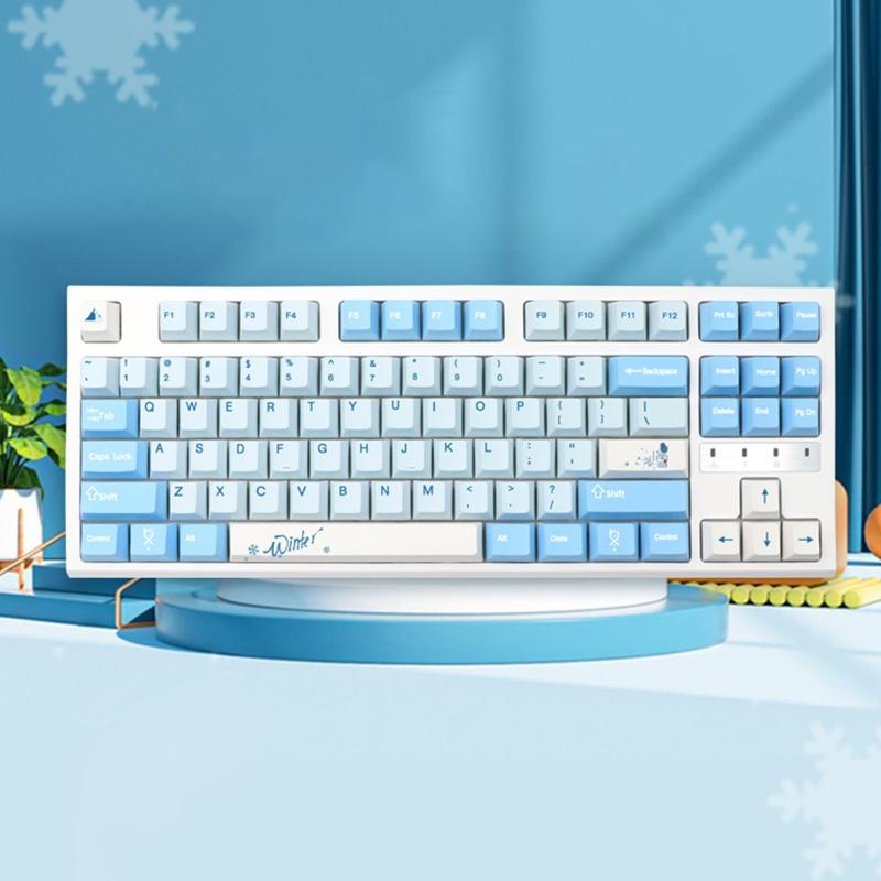 136 Keys  Profile Keycaps PBT 5 Sides DYE SUB Blue Snow Keycap For K61/64/68/84/980 Mechanical Keyboard for Key C