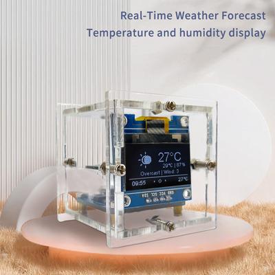 Esp8266 Mini Hava Durumu Saati Wifi Dijital Saat Kendin Yap Lehimleme Kiti Elektronik Çok Fonksiyonlu Hava Durumu İstasyonu