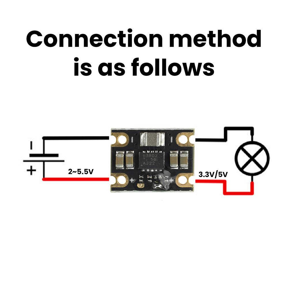 TPS63802 Mini Buck Boost Converter Module DC 1.8-5.5V Input 3.3V/5V 2A/1A Output Voltage Regulator for DIY Projects