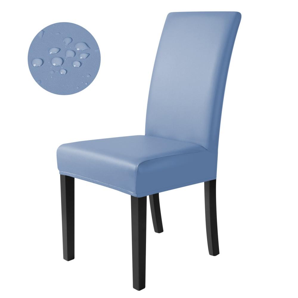 1pc PU Leather Waterproof Chair Cover Elastic Chair Slipcover Solid Colour Chair Case Protector for Dining Room Hotel Banquet