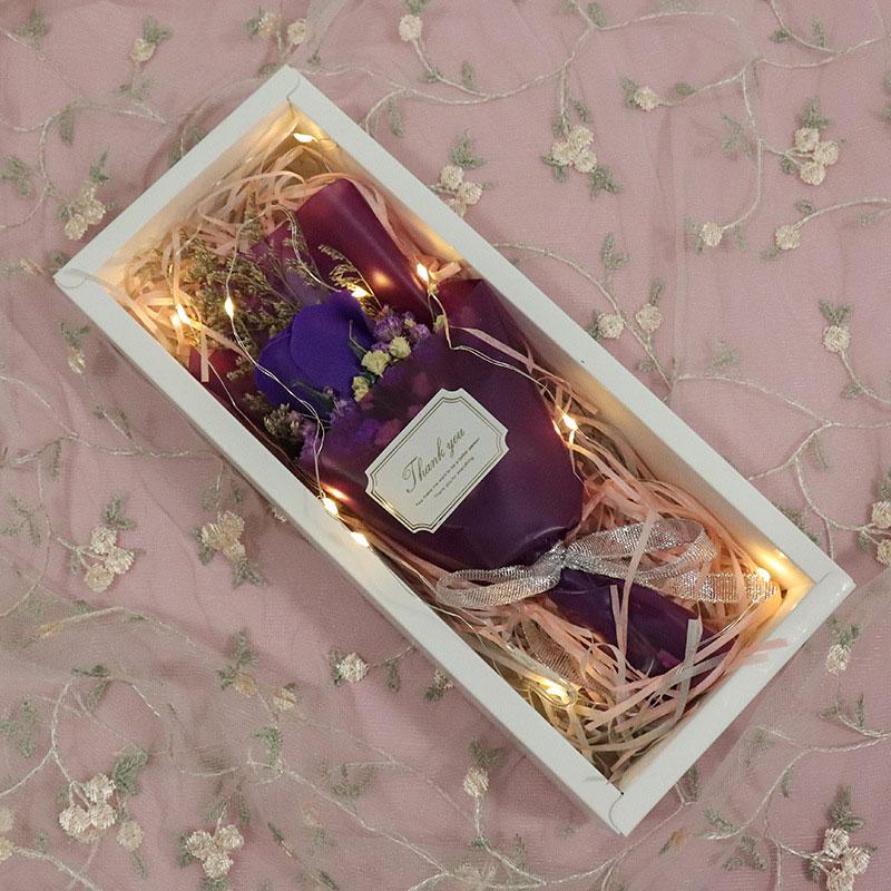 

Искусственный цветок из мыла Букет роз Подарочные пакеты День святого Валентина Подарок на день рождения Рождество Свадьба Декор для дома Цветок с подарочной коробкой фиолетовый