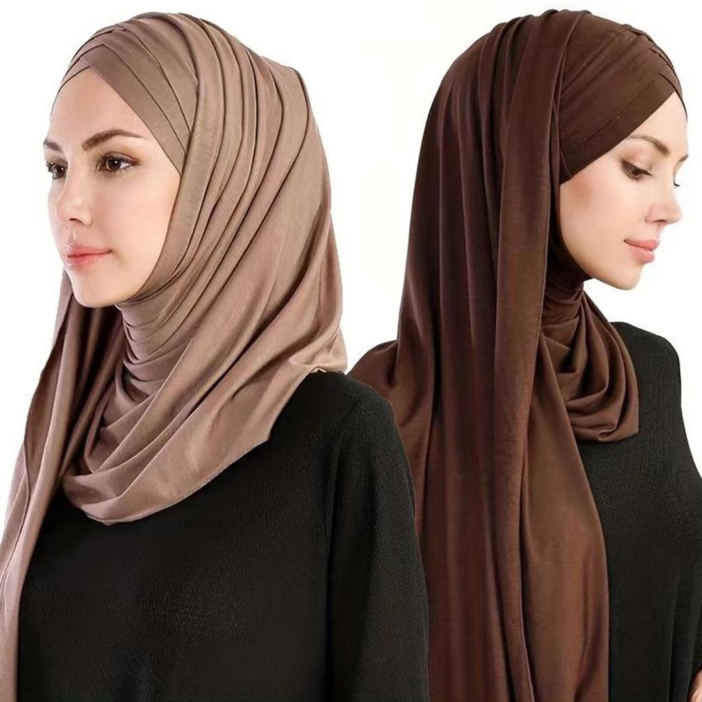 Religious Woman Middle East Headscarf Turbans Plain Color Arab Scarf Shawl Outdoor Headscarf for Woman Cycling Hiking