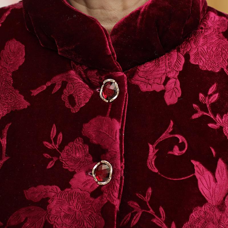 Middle-aged and Elderly Mothers' Cotton-padded Jackets, Women's Grandma's Padded Jackets, Winter Jackets for The Elderly, Plus Velvet